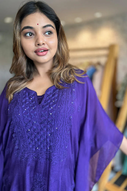 Khaftan With Inner and Bottom Set Voilet Border
