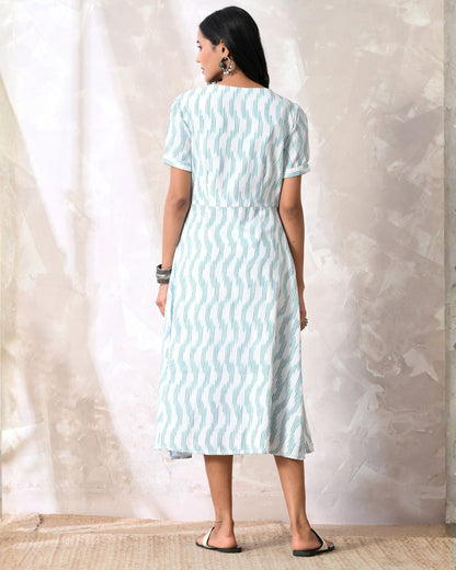 Saanjh White Ikat Wrap Dress