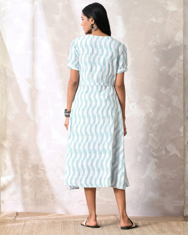Saanjh White Ikat Wrap Dress