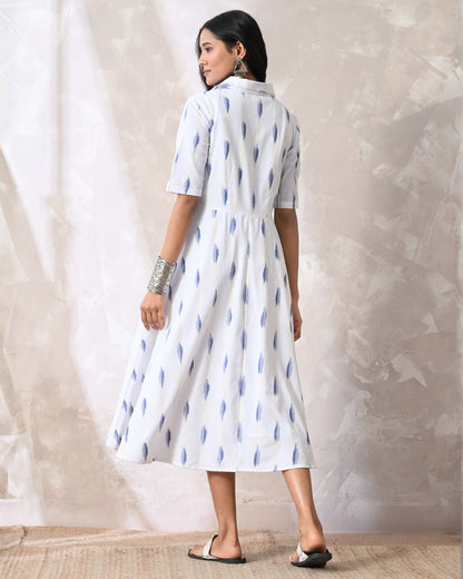 Zoya White ikat Shirt Dress