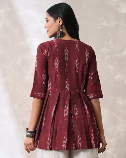 Wine Ikat Wrap Top