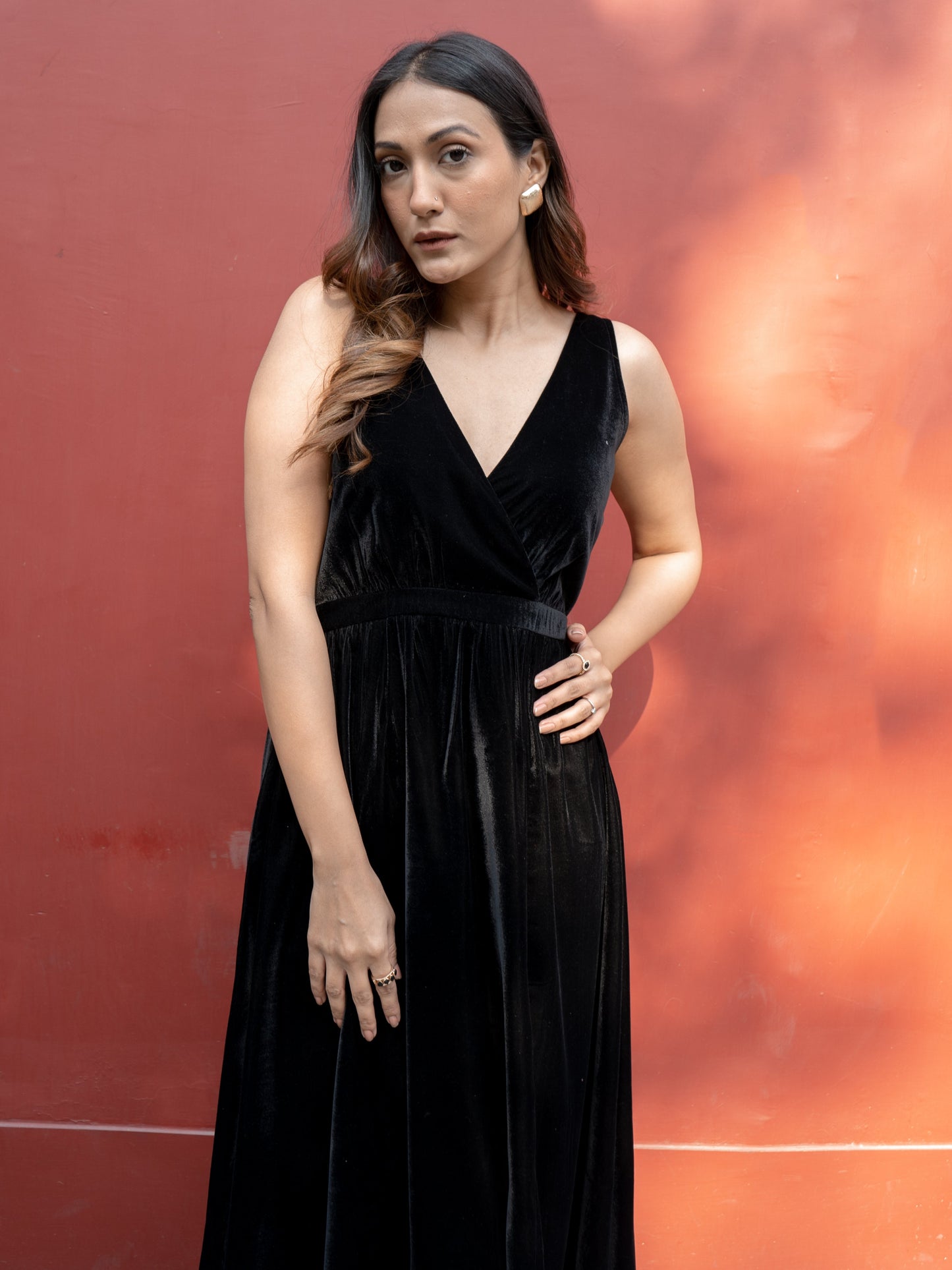 Black Velvet Sleeveless Dress