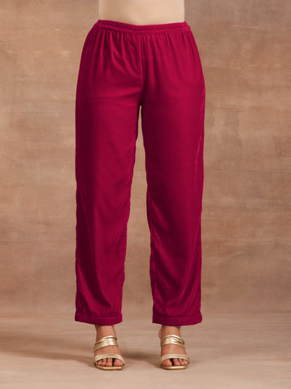 trueBrowns Rani Pink Velvet Pant