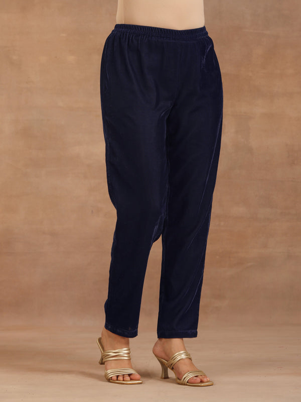 trueBrowns Midnight Blue Velvet Pant