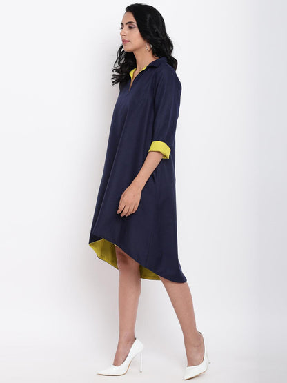 Linen Cotton Blue Collared Dress - trueBrowns