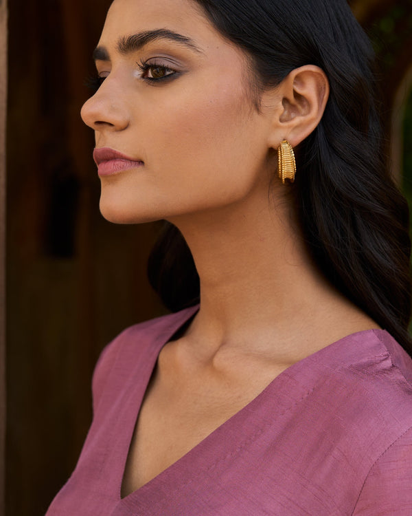 trueBrowns 22K Gold-Plated Half Circular Earrings