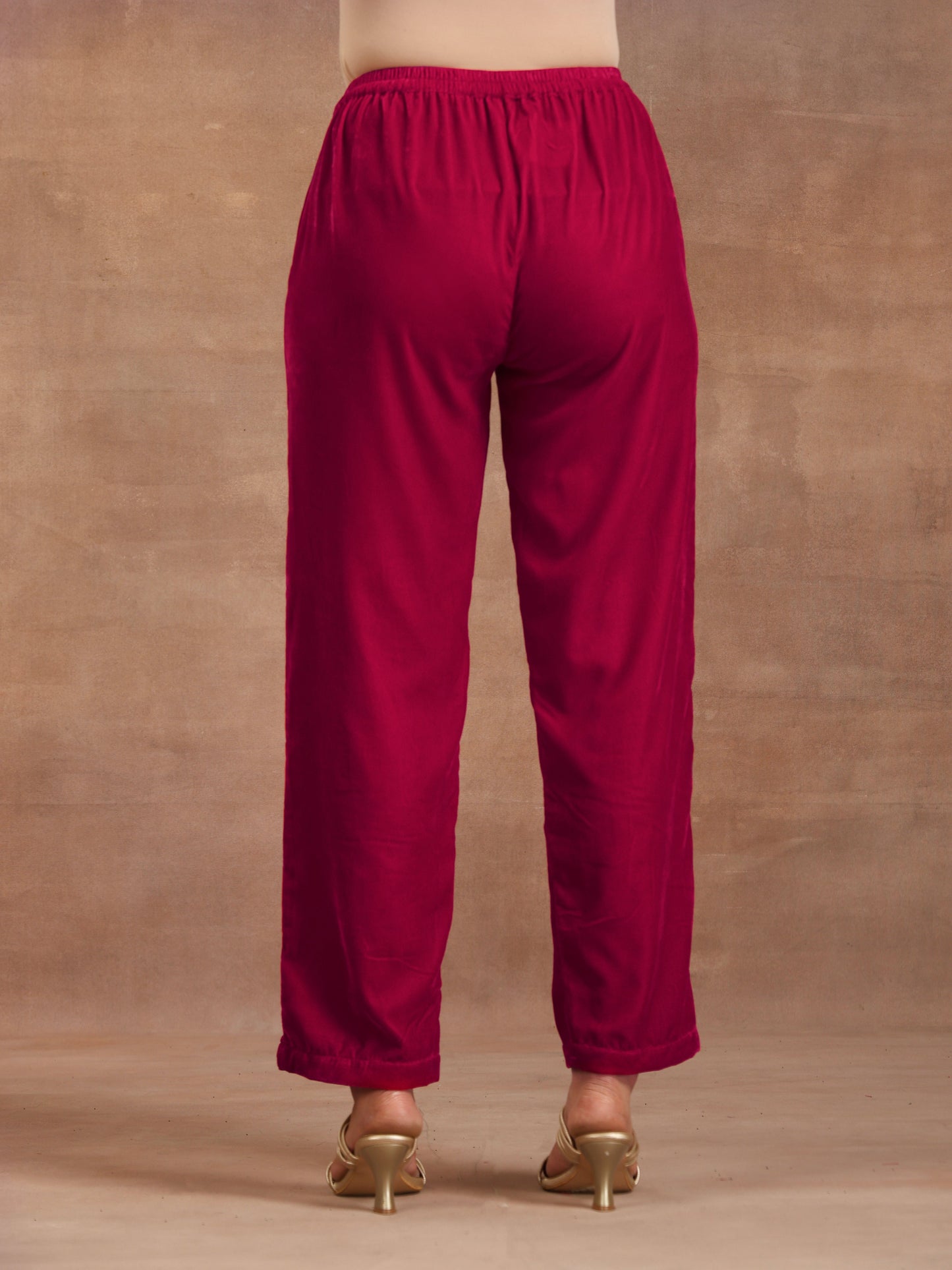 trueBrowns Rani Pink Velvet Pant