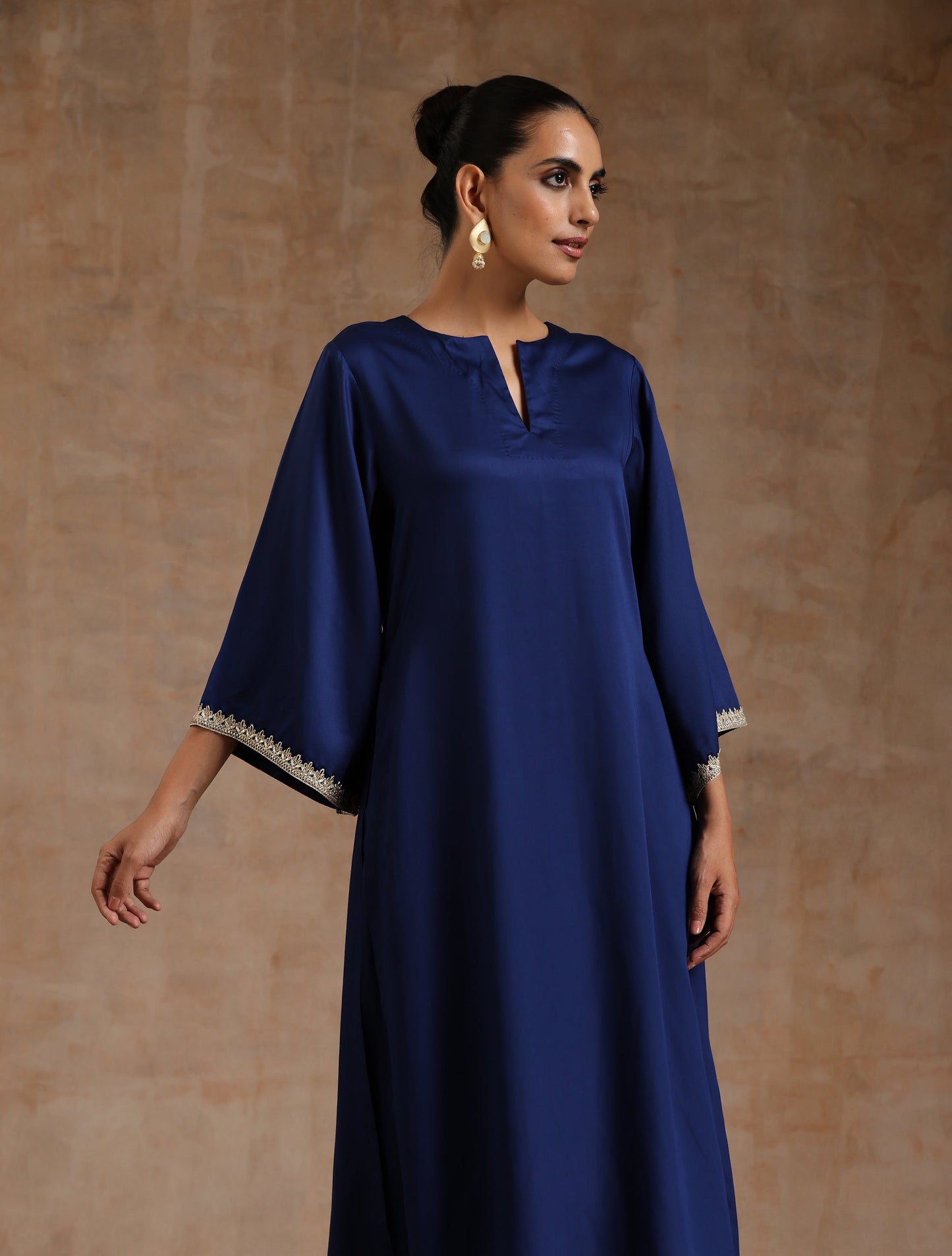 Midnight Blue Modal Satin Relax Kurta Set