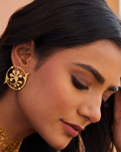 trueBrowns 22K Gold-Plated Floral Earrings