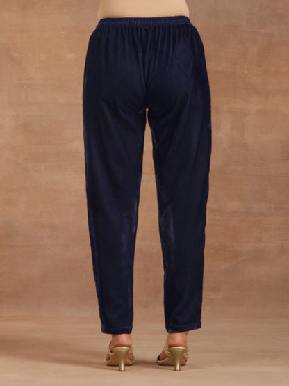 trueBrowns Midnight Blue Velvet Pant