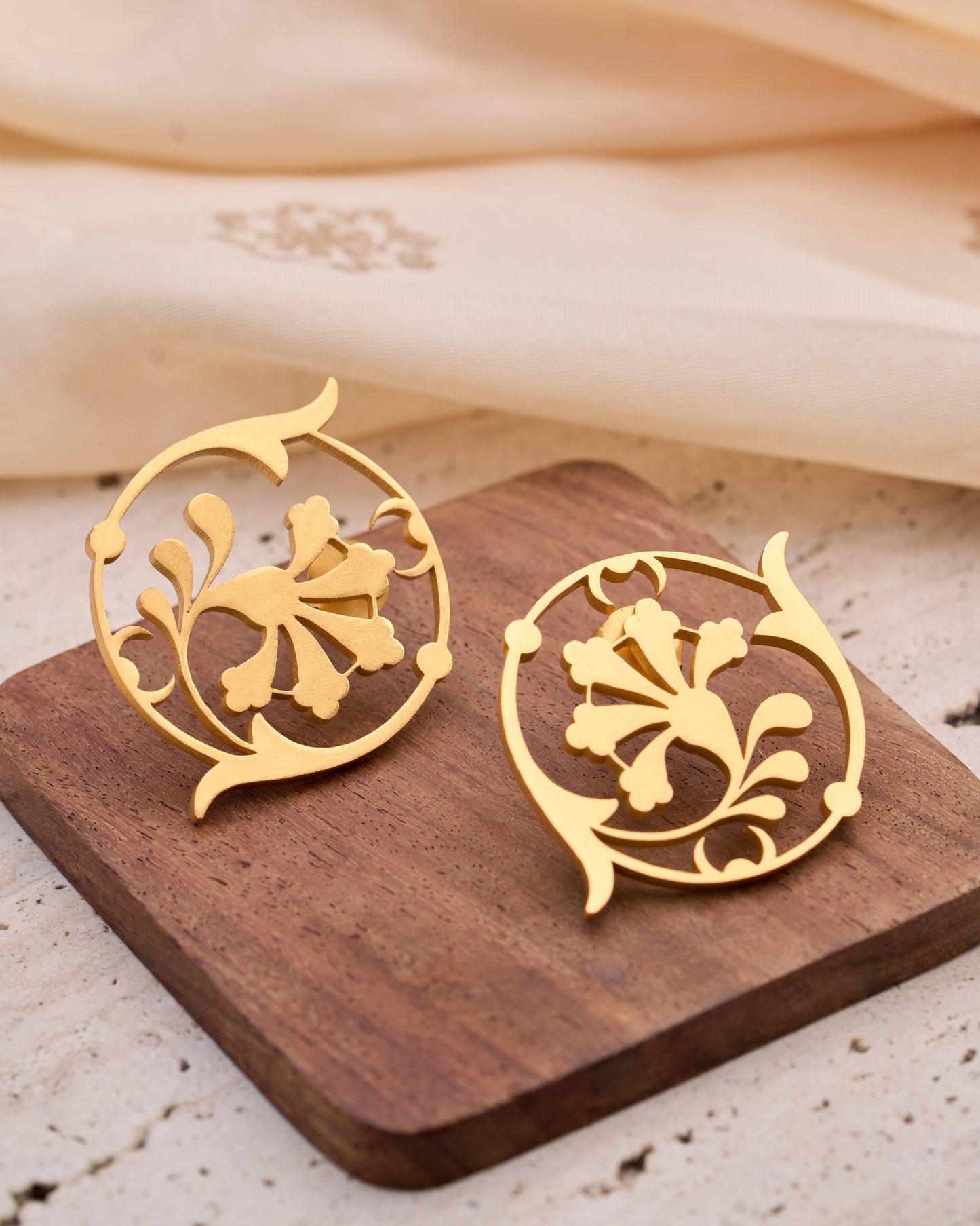 trueBrowns 22K Gold-Plated Floral Earrings