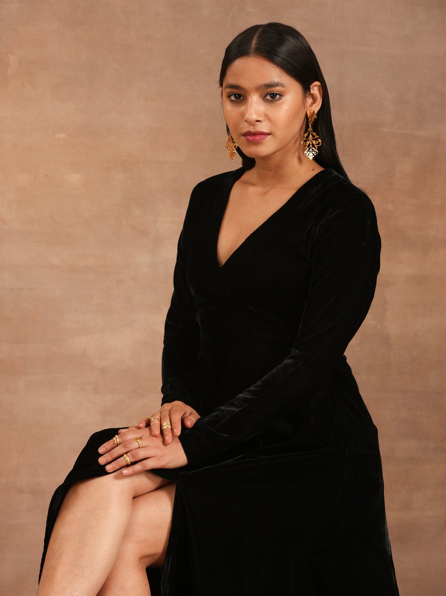 trueBrowns Black Velvet Dress