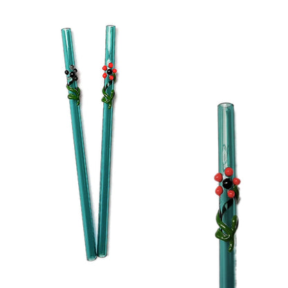 Flora Collection (Aquamarine) Glass Straws