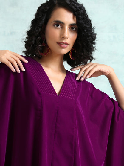 Wine Velvet Kaftan Kurta