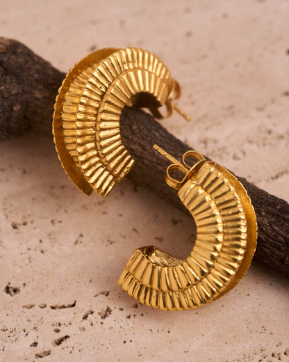 trueBrowns 22K Gold-Plated Half Circular Earrings