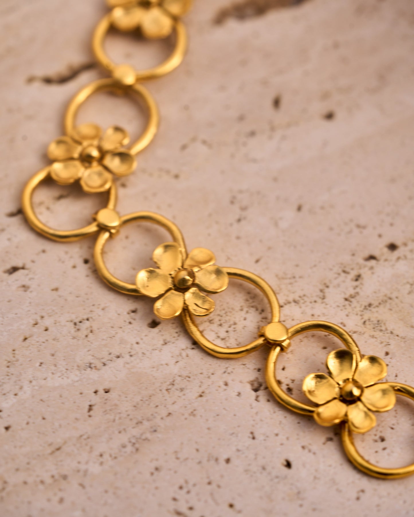 trueBrowns 22K Gold-Plated Floral Necklace