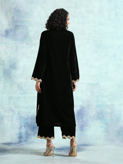 Black Velvet Lace Kurta