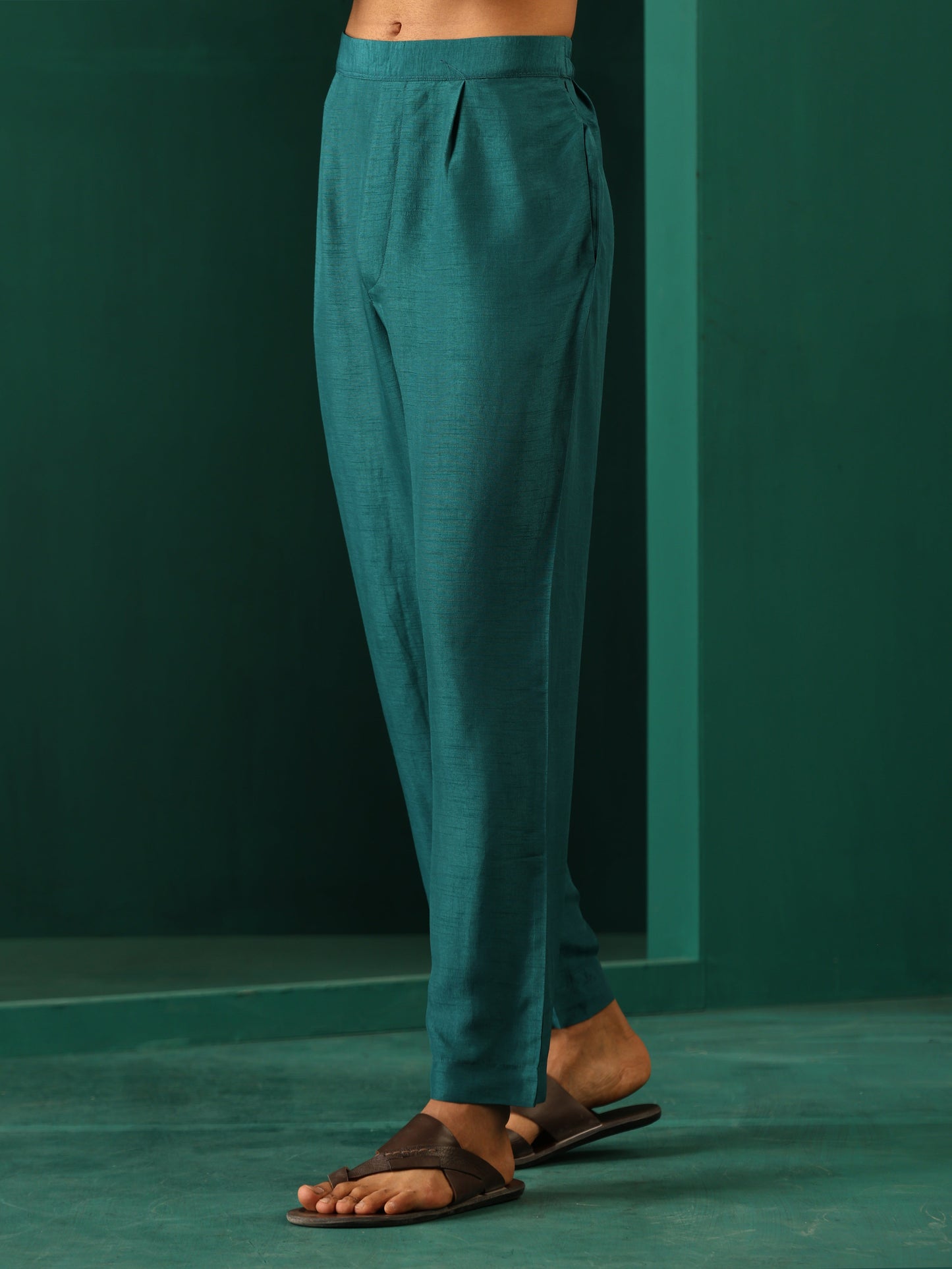 trueBrowns Men's Teal Silk Co-ord Set