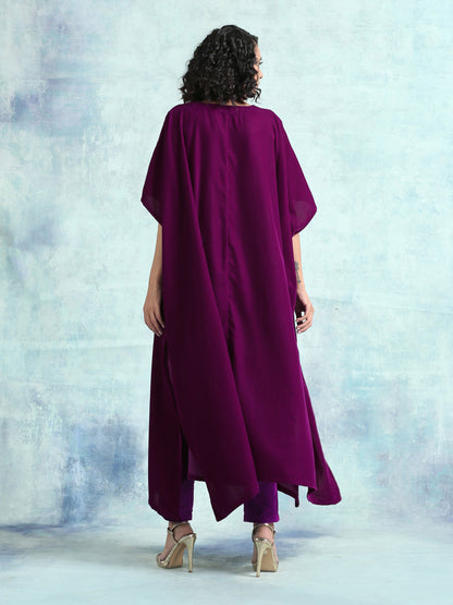 Wine Velvet Kaftan Kurta