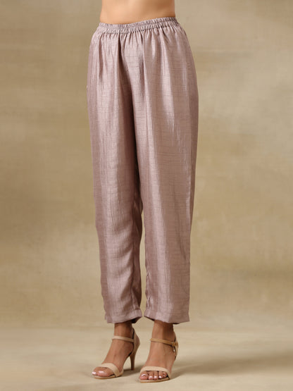 Grey Textured Silk High Low Kaftan Pant Set