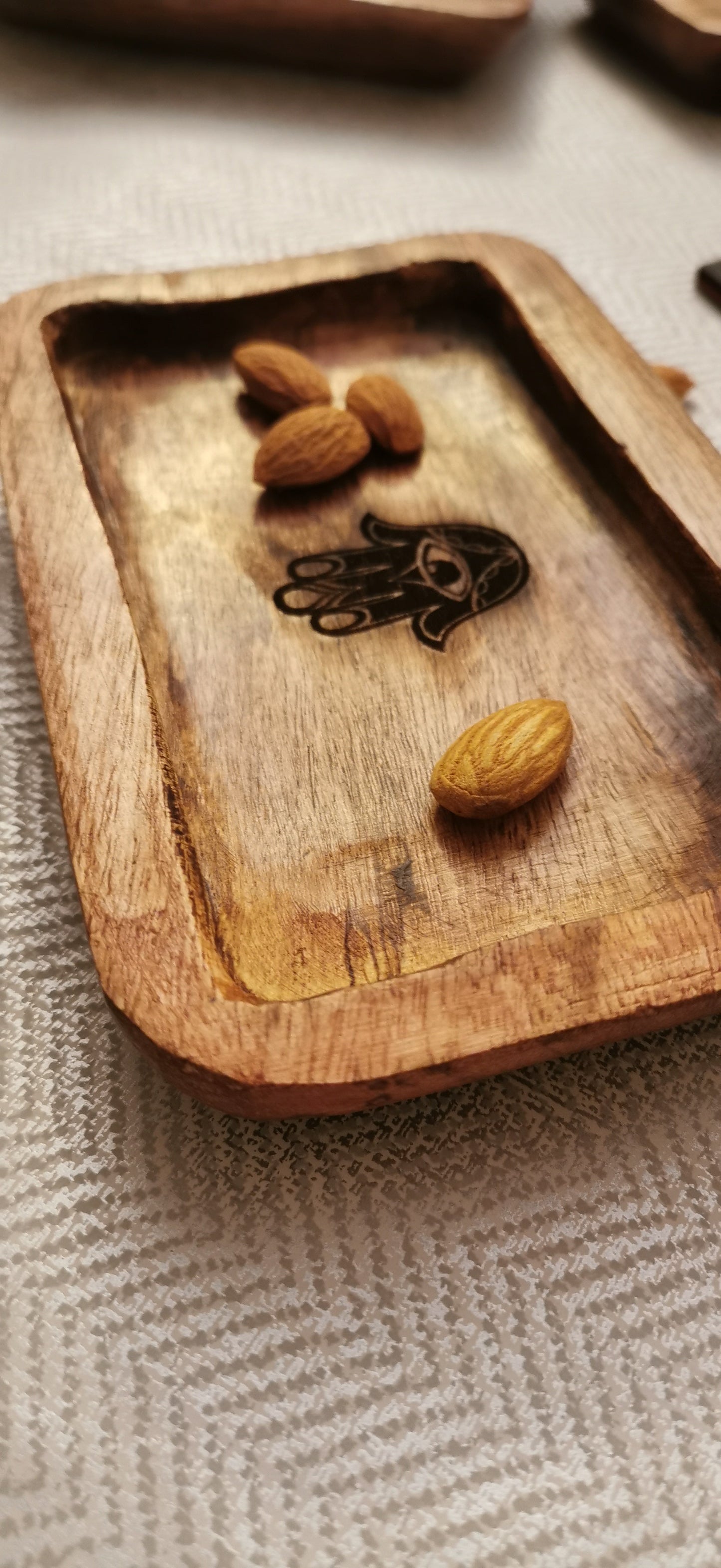 Indonesian  Art Inspired Wood Small Serving Utility Wood Trays