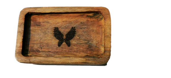 Indonesian  Art Inspired Wood Small Serving Utility Wood Trays