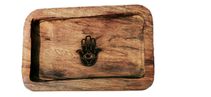 Indonesian  Art Inspired Wood Small Serving Utility Wood Trays