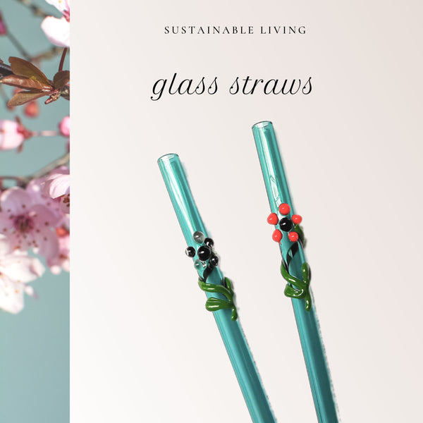 Flora Collection (Aquamarine) Glass Straws