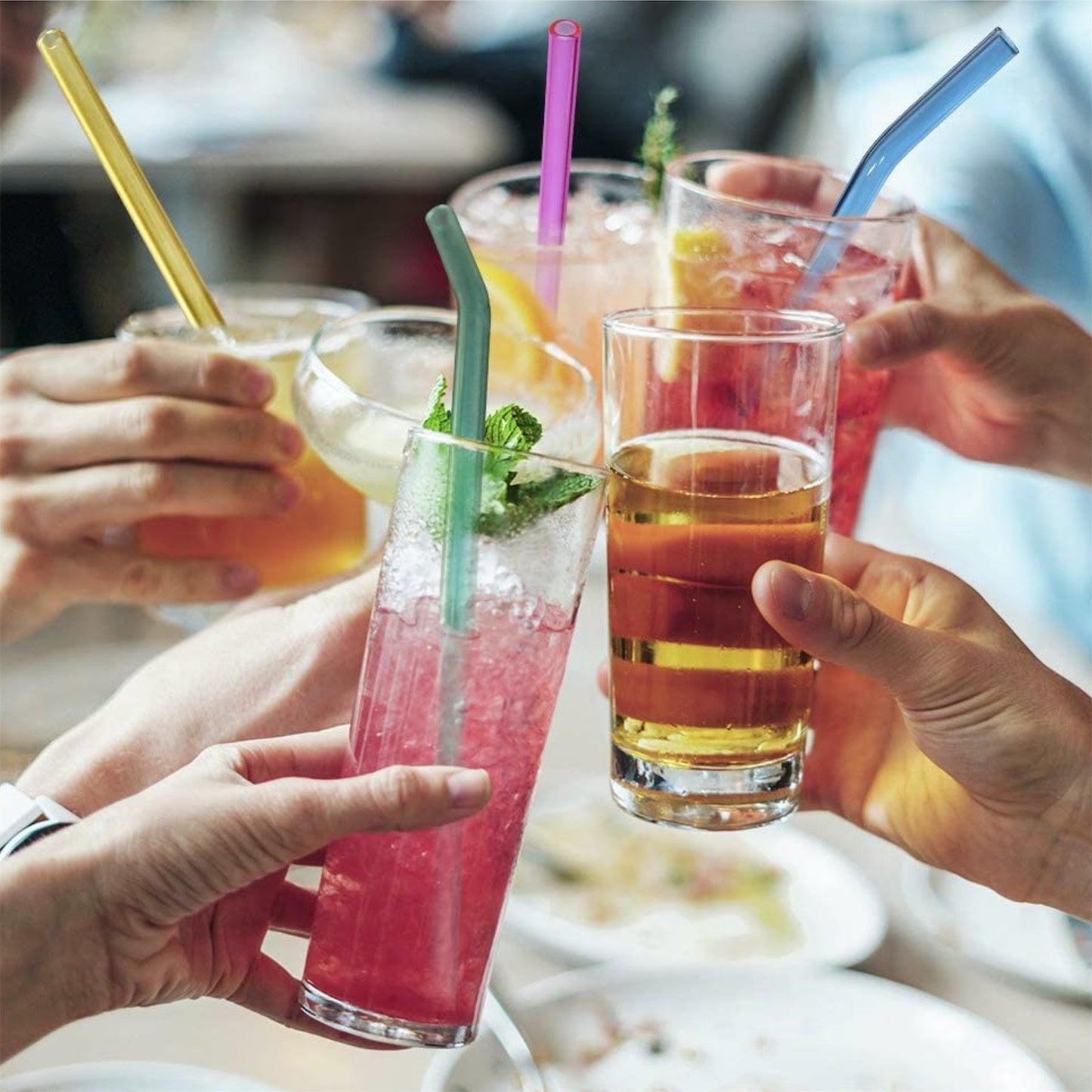 Aqua Blue Glass Straws