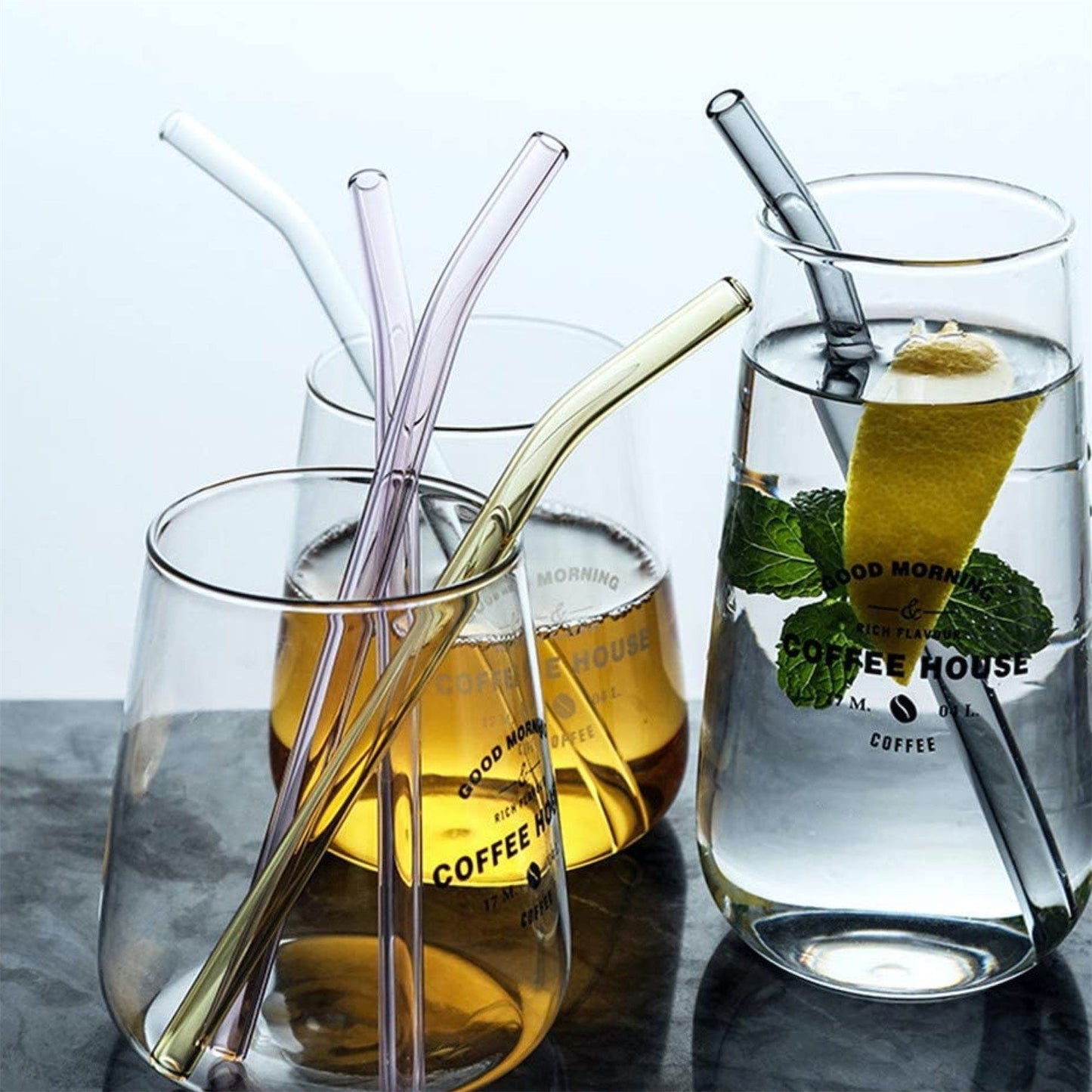 Smoke Grey Glass Straws pack of 6