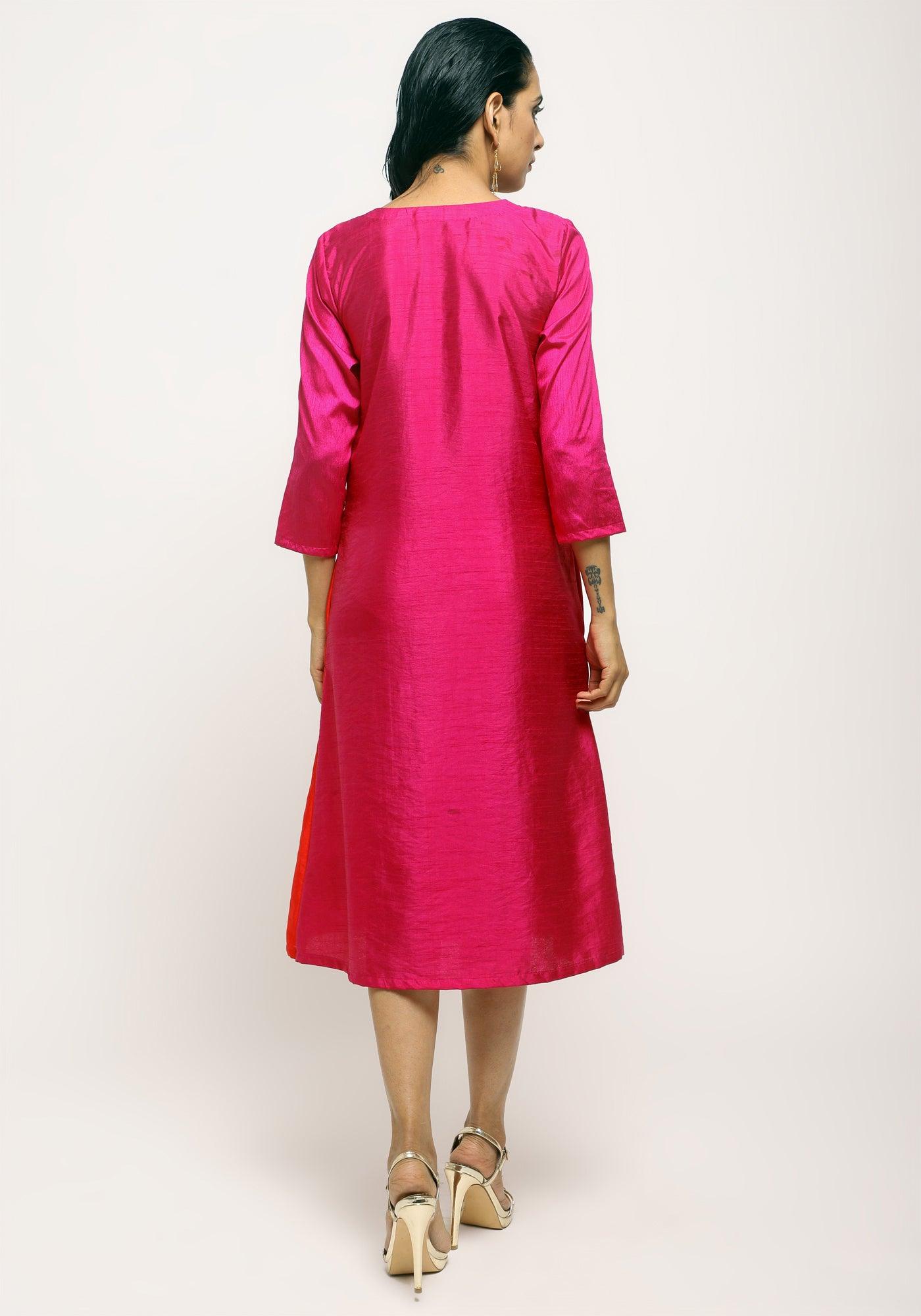 Pink Contrast Overlap Dress - trueBrowns