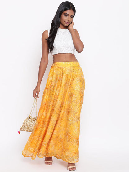 Yellow Foil Organza Skirt - trueBrowns