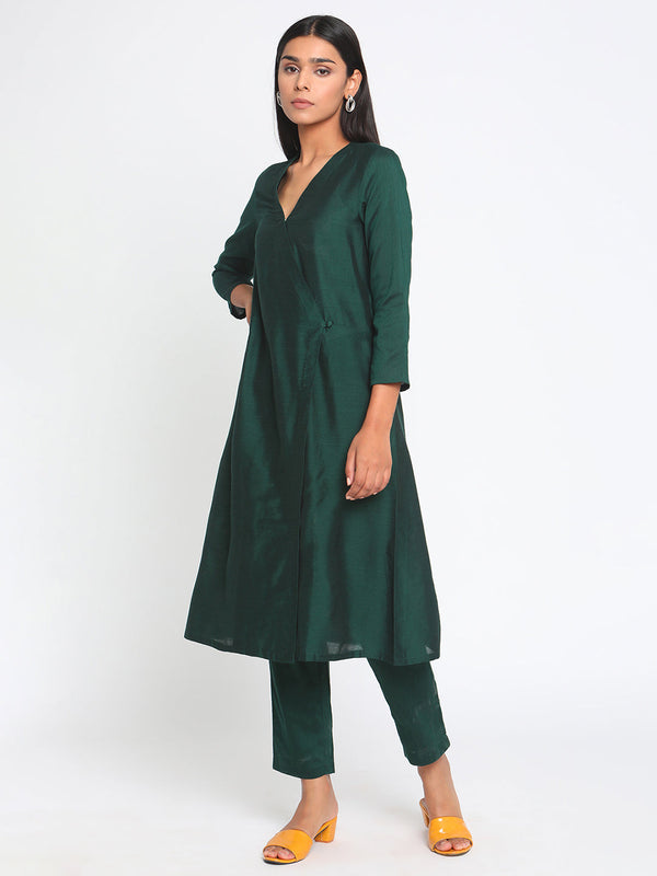 Green Silk Angrakha Set