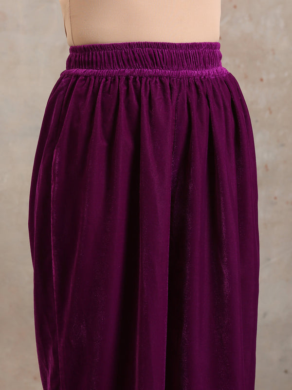 Wine Velvet High Waist Pant