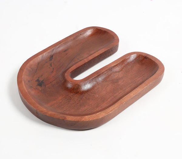 Hand Carved Wooden Magnet-Shaped Serving Platter