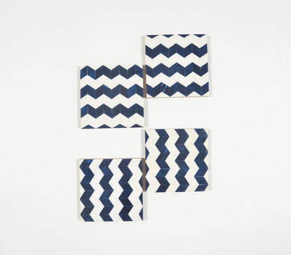 Indigo Chevron Coasters (Set Of 4)