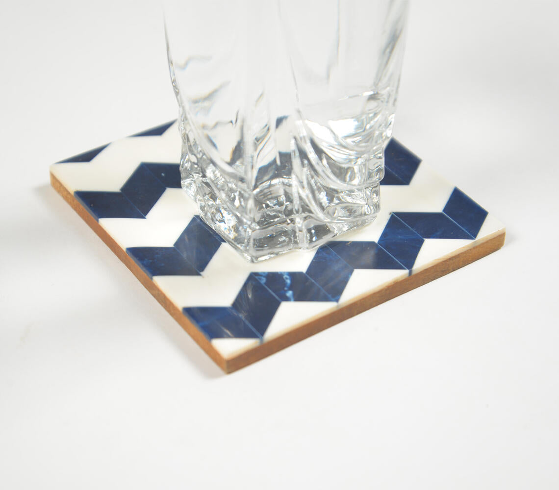 Indigo Chevron Coasters (Set Of 4)