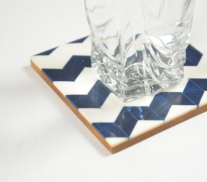 Indigo Chevron Coasters (Set Of 4)