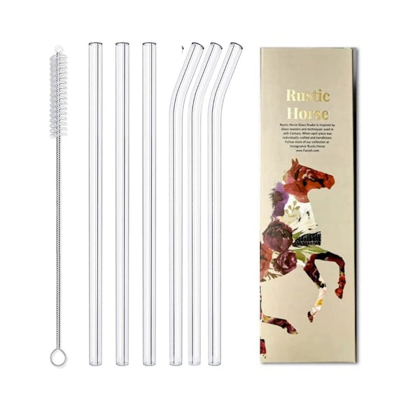 Clear Transparent  Glass Straws 6 pcs with brush