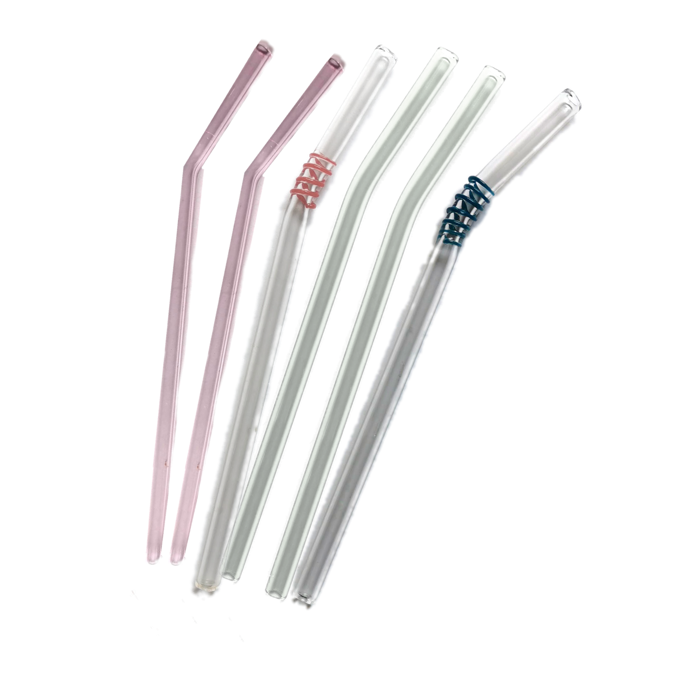 Mix Glass Straws by . Bent 8" x 9.5 mm Handblown Glass-Pack of 6