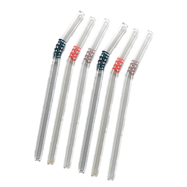 Mix Swirl Glass Straws Pack of 6