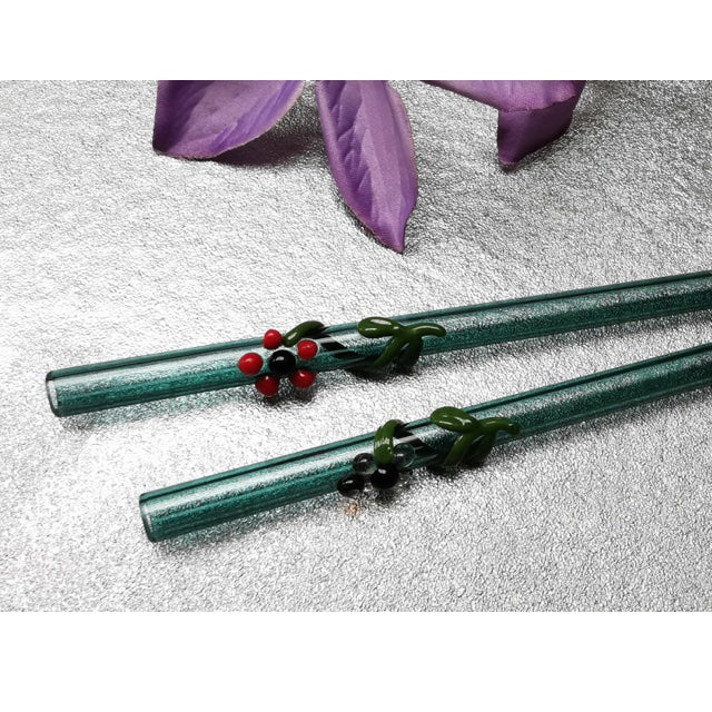 Flora Collection (Aquamarine) Glass Straws