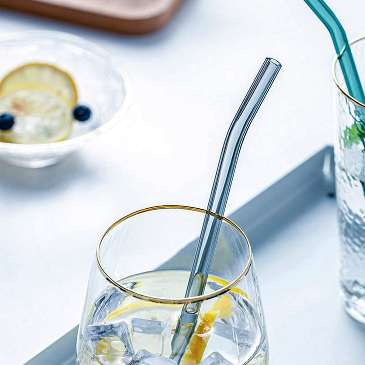 Smoke Grey Glass Straws pack of 6